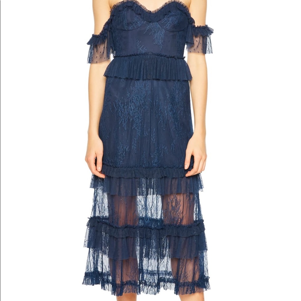 BNWT Splice Lace Off the Shoulder Dress Bardot